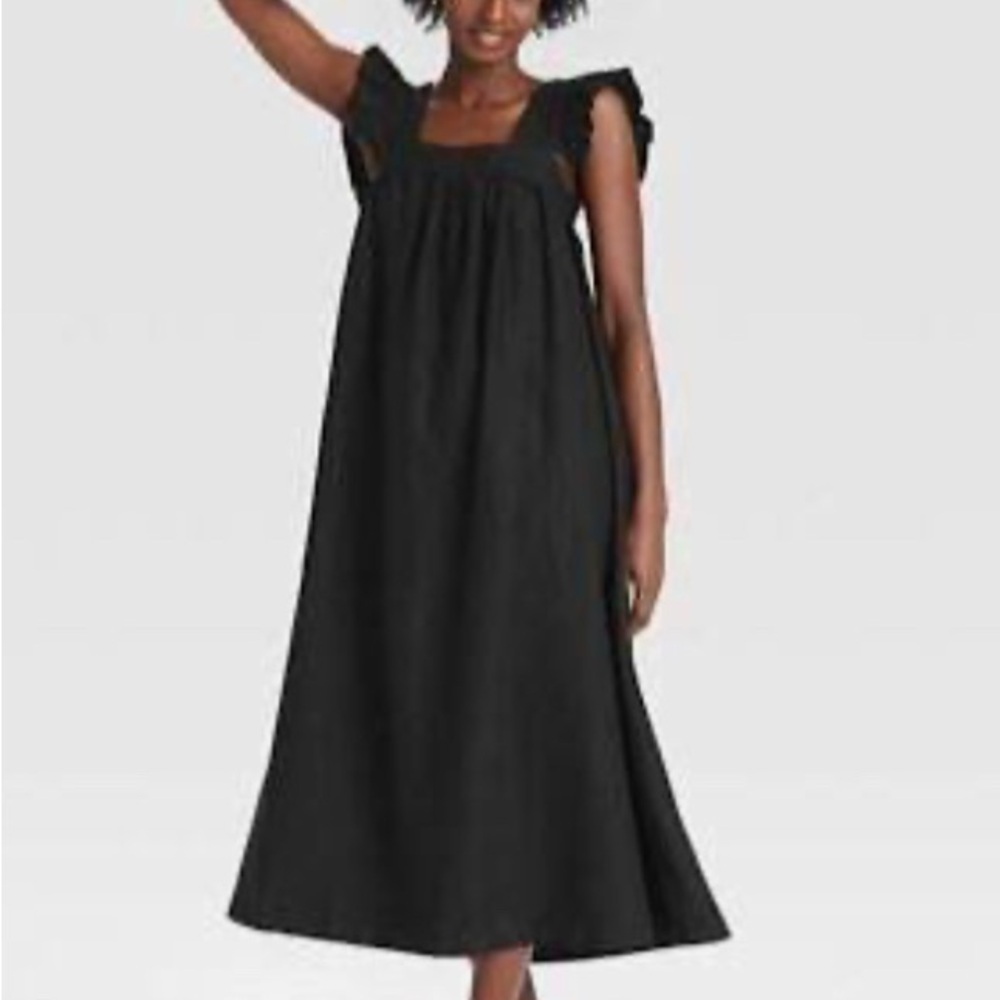 A New Day Ruffle-Sleeve linen blend maxi dress